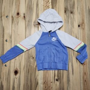 Nike Kids Zip Up Hoodie Jackey Neon Blue Periwinkle Y2K Vintage Small 4 Boys Gir